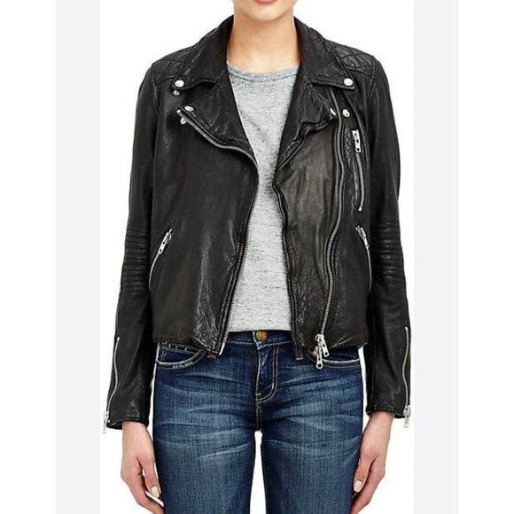 Barney's New York Leather Jacket Gray Size XS $950